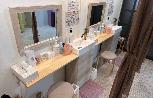 ❹【お仕度】アメニティ完備の更衣室で、お帰りの準備を